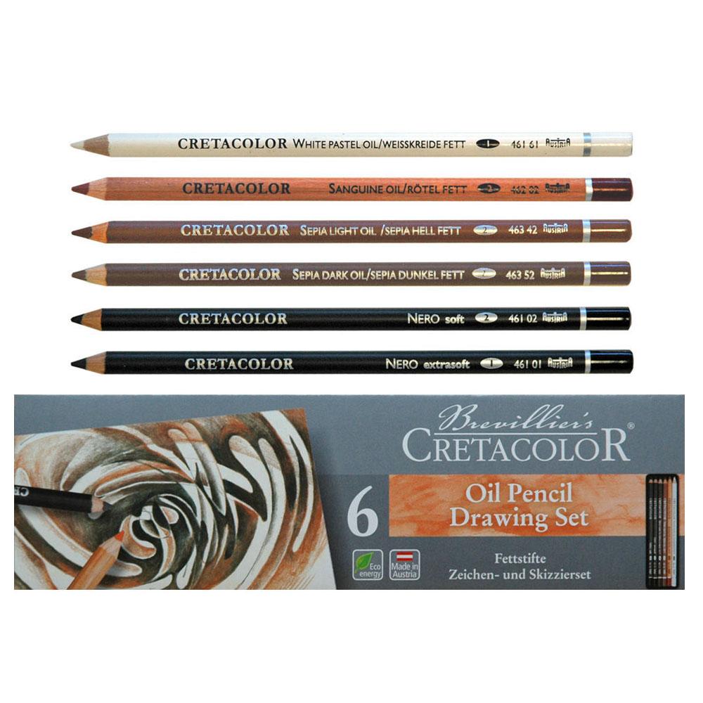 Cretacolor Oil Pencils Drawing Set Yağlı Çizim Kalemleri 6Lı Metal Kutu 40007