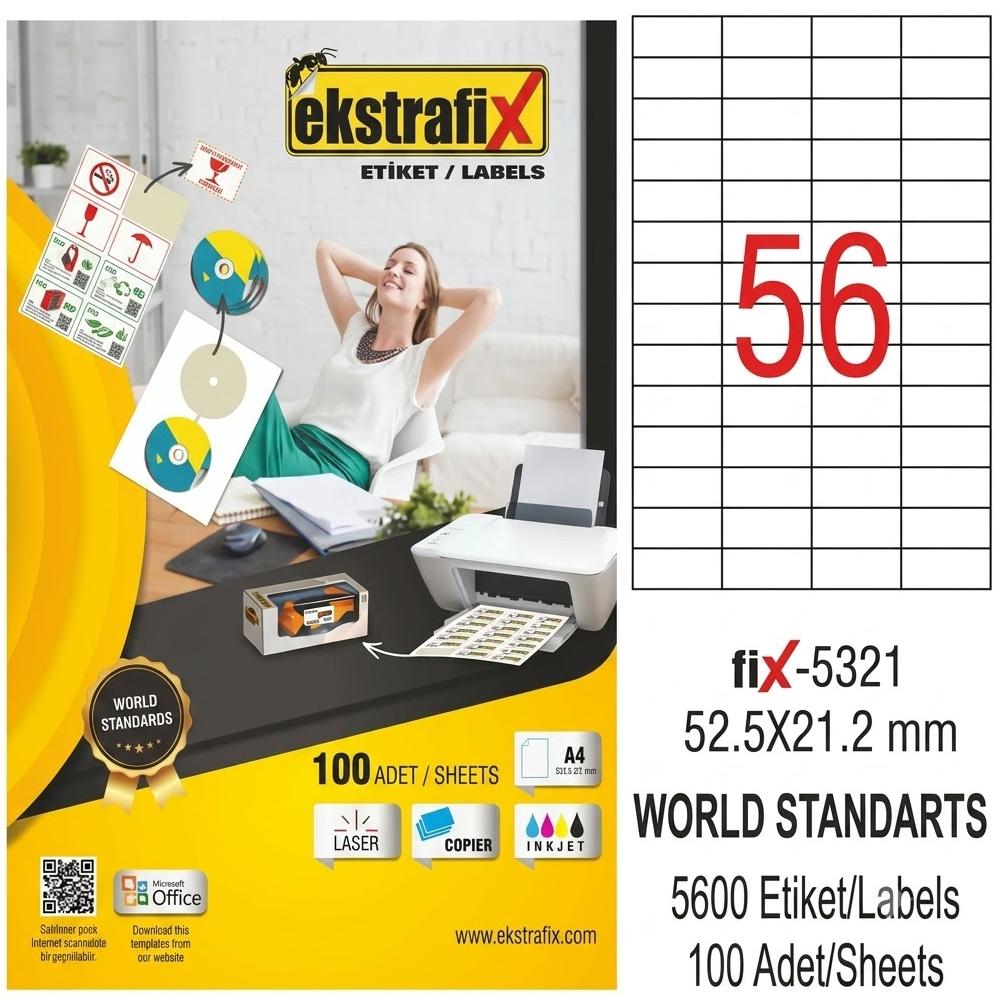 Ekstrafix Laser Etiket 52,5x21,2 Fix-5321